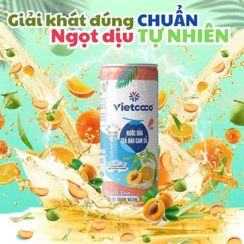Nước dừa vị Tr&agrave; đ&agrave;o cam xả