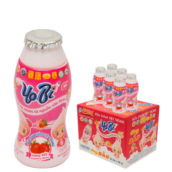 Sữa chua uống tiệt tr&ugrave;ng hương d&acirc;u Yobi
