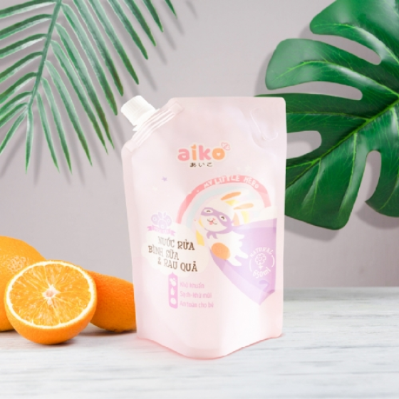 T&uacute;i tạo bọt rửa b&igrave;nh sữa v&agrave; rau quả Aiko hương tr&aacute;i c&acirc;y 650ml