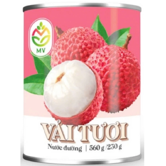 Vải Thiều Ng&acirc;m Nước Đường Đ&oacute;ng Lon - hộp 565g - MV